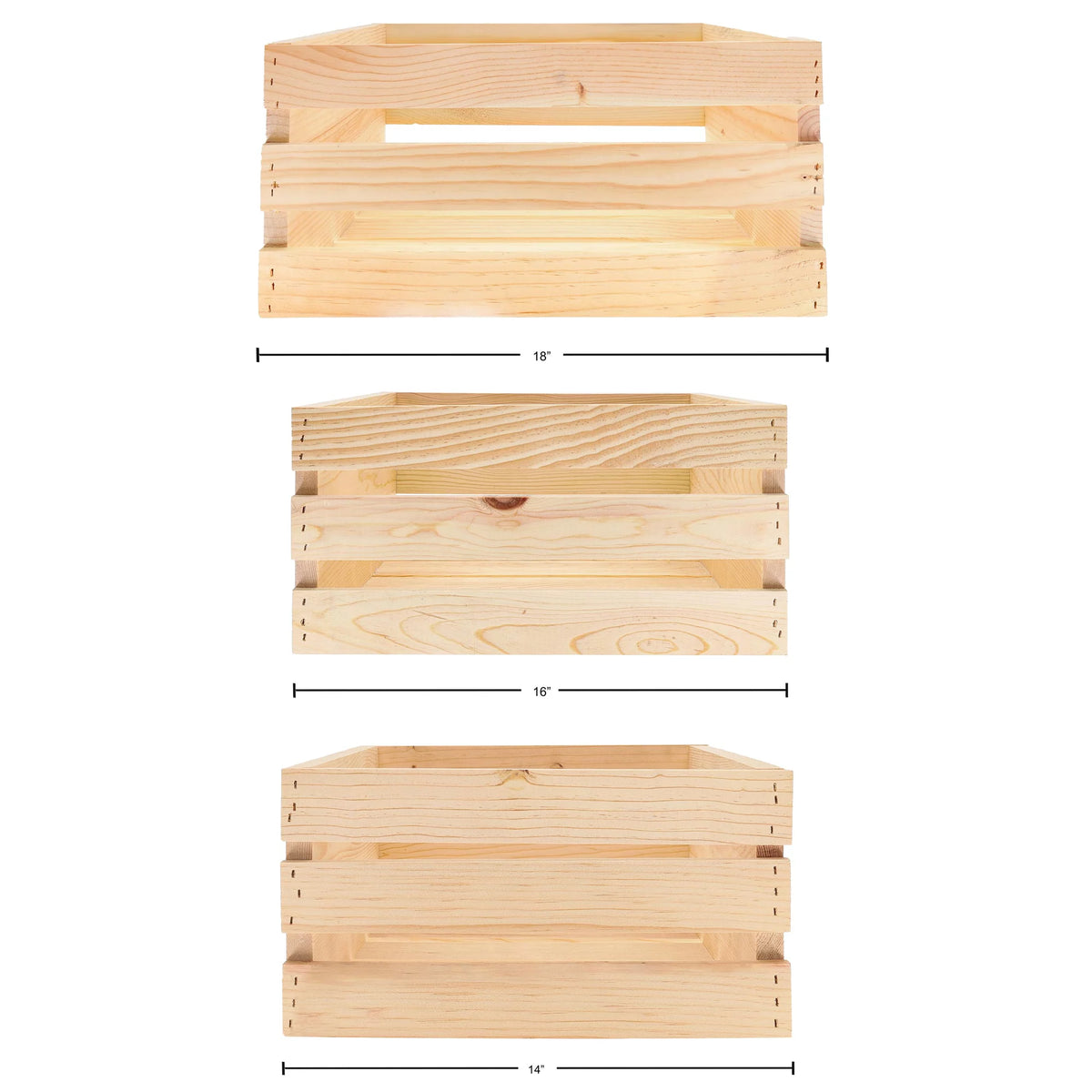 Wooden Crate 3 Piece 14" 16" 18" E254739
