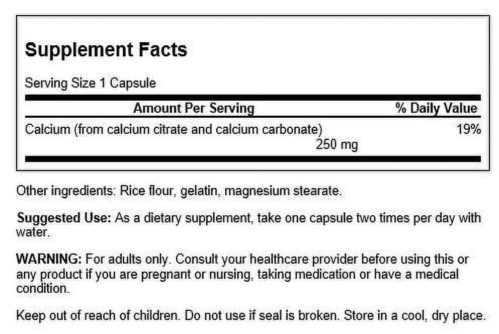 Calcium Citrate Complex 250 mg 300 Capsules F376