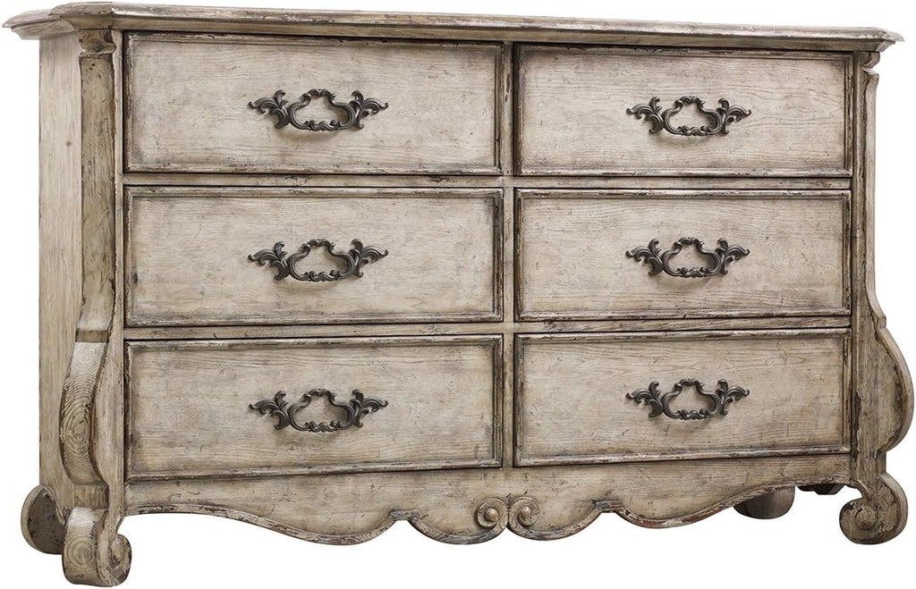 Distressed Vintage White 6 Drawer Dresser O2458