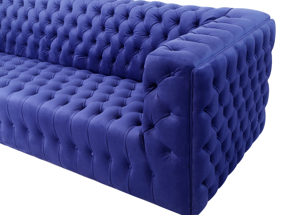 Blue Velvet Tufted Sofa F9016