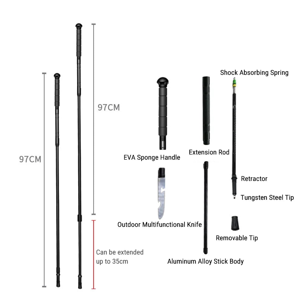 Telescopic Trekking Poles Collapsible Walking Stick Aluminum Alloy H683015