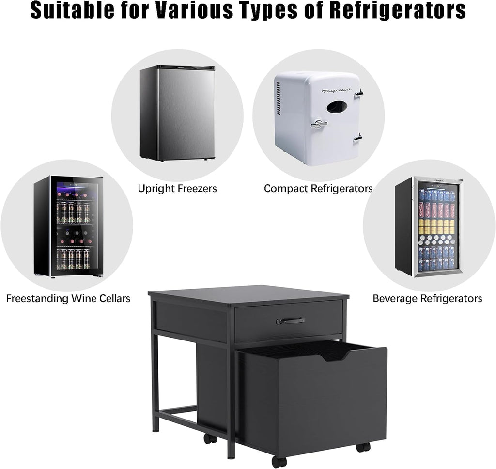 Mini Fridge Stand with Storage Rolling Cabinet 220LBS Capacity F24466
