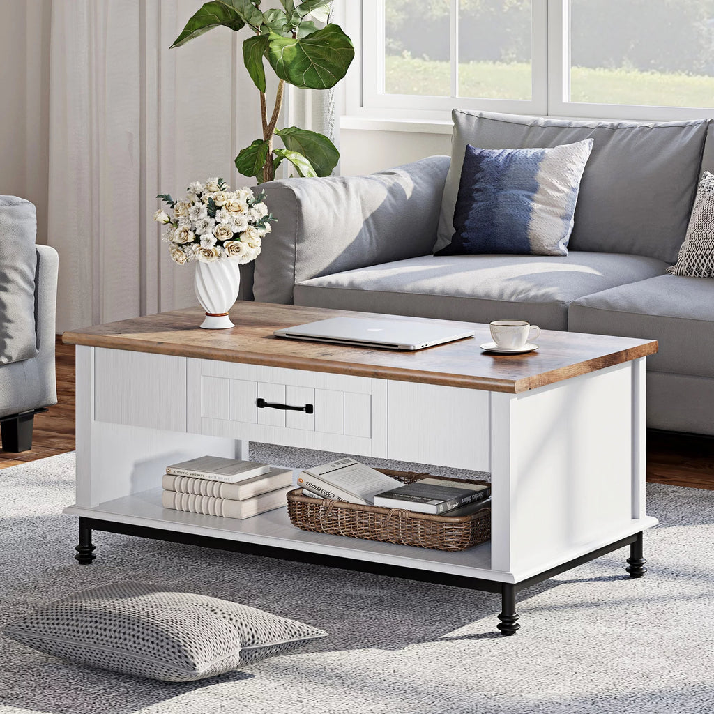 Farmhouse Coffee Table with Storage Shelf J7413