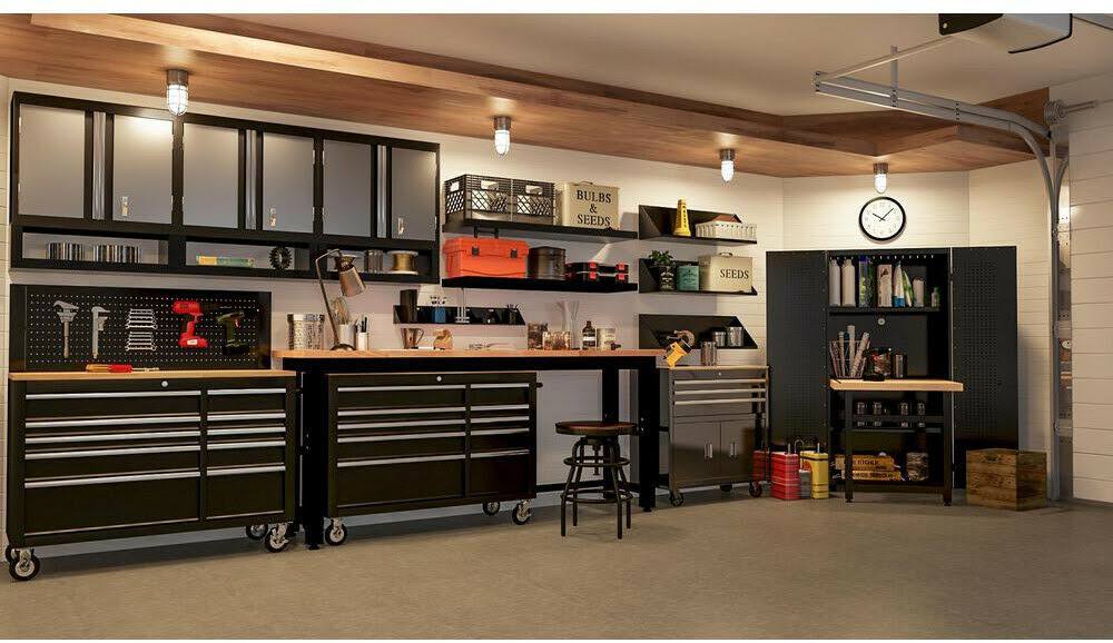 Black Steel Garage Wall Cabinet I667716