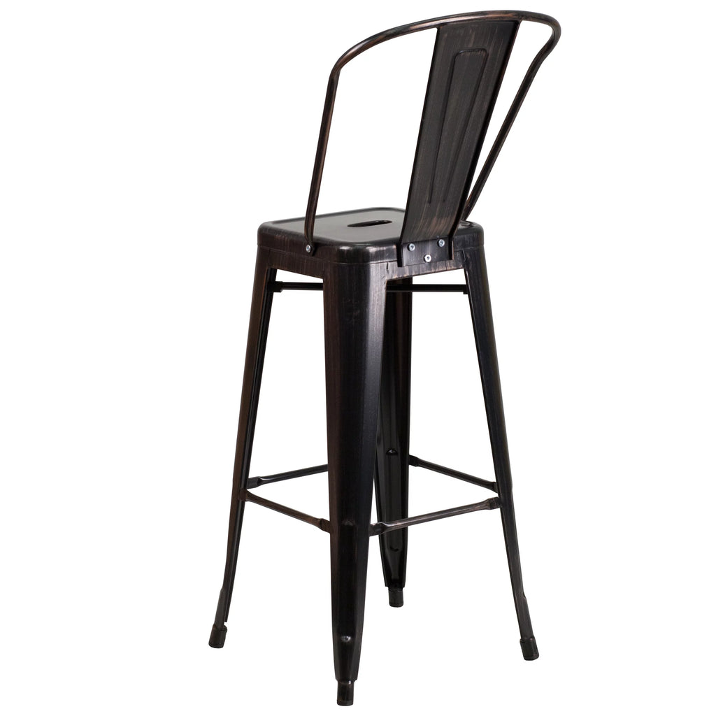 Black Antique Gold Metal Barstool 2 Stools H909486