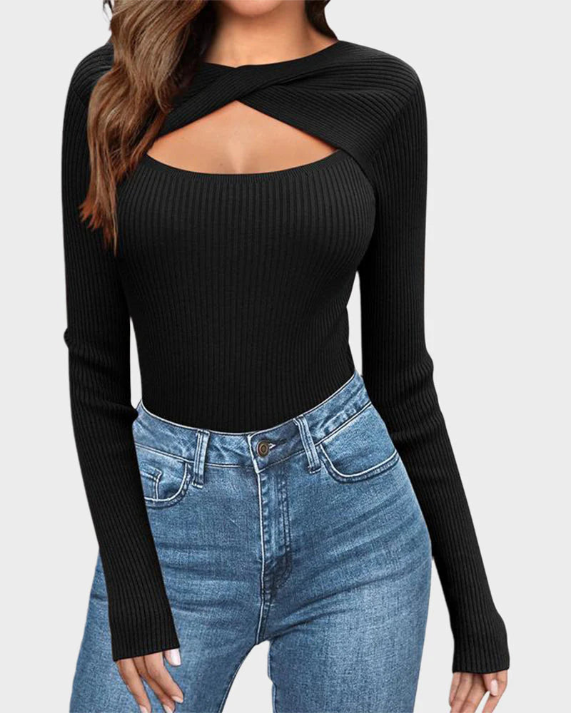 Cutout Knit Sweater T721