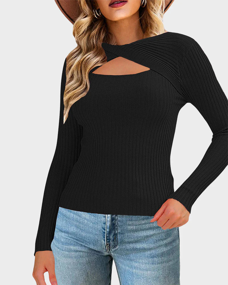 Cutout Knit Sweater T721