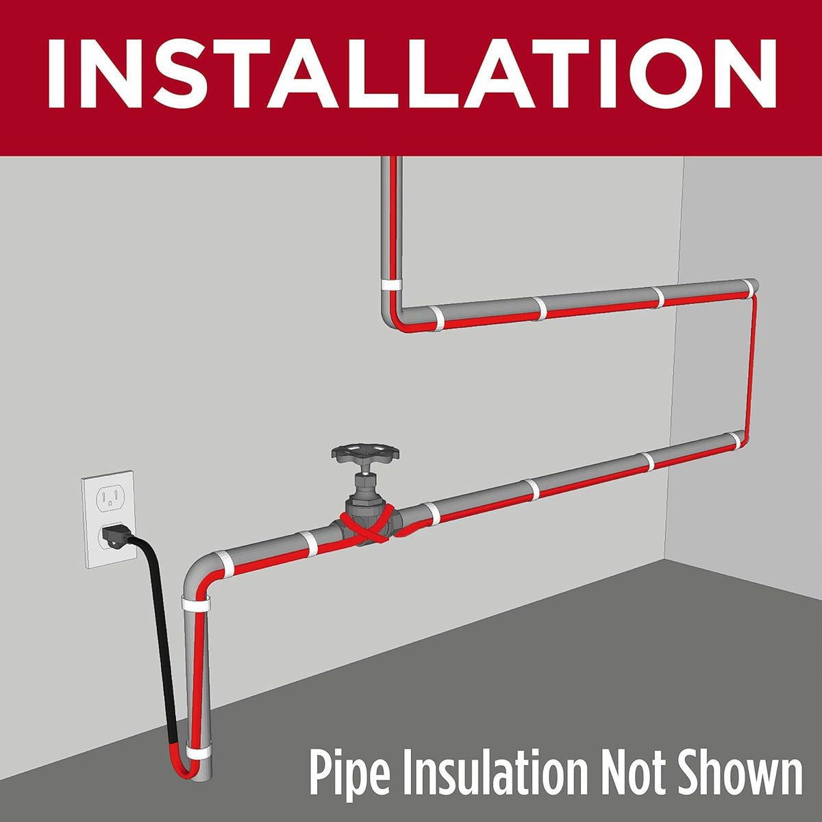 60 Feet Self-Regulating Heat Cable with Built-in Thermostat O259
