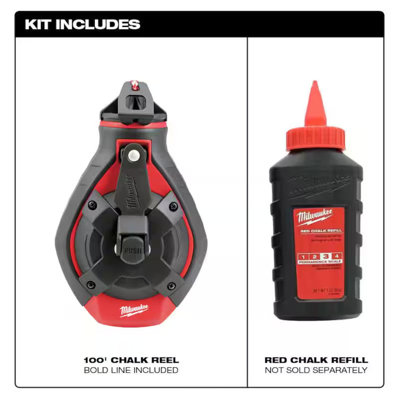 100 ft. Chalk Reel Kit with Red Chalk and 25 ft. Tape Measure V160337