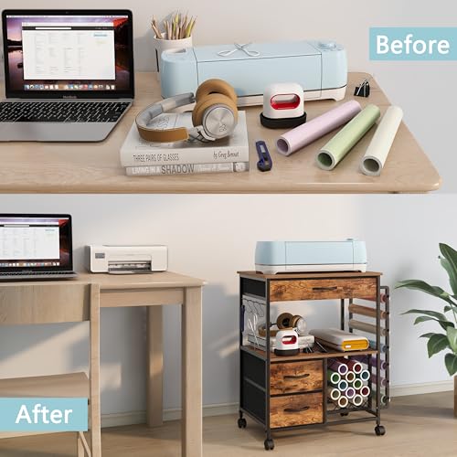 Rustic Brown Storage Cart with Drawers F802