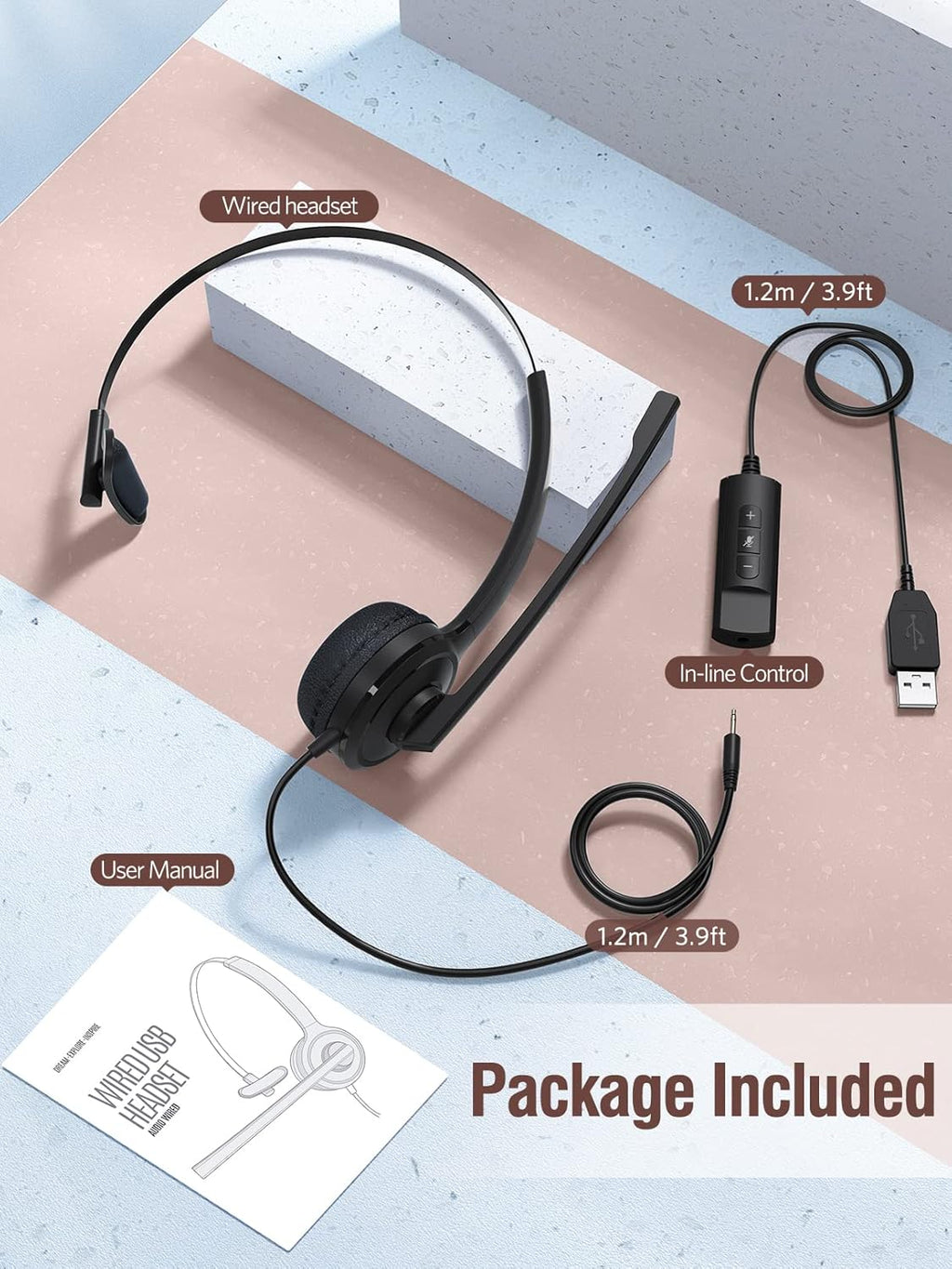 Single-Sided USB Headset with Microphone Noise Cancelling, 2.5mm S7100