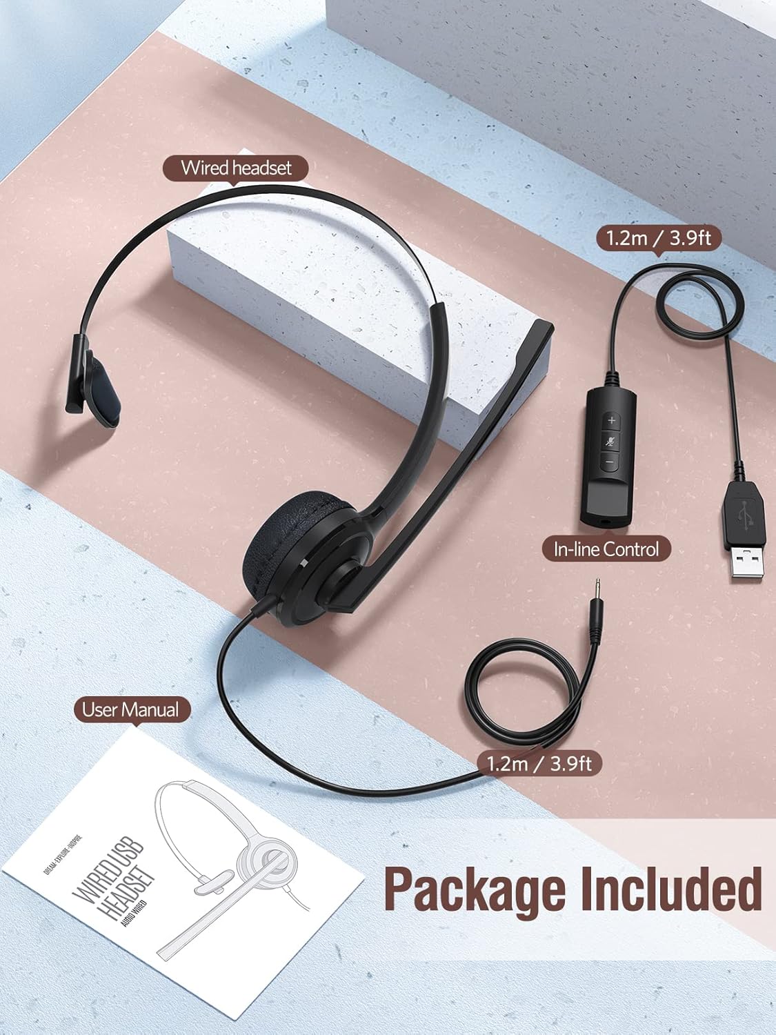 Single-Sided USB Headset with Microphone Noise Cancelling, 2.5mm S7100