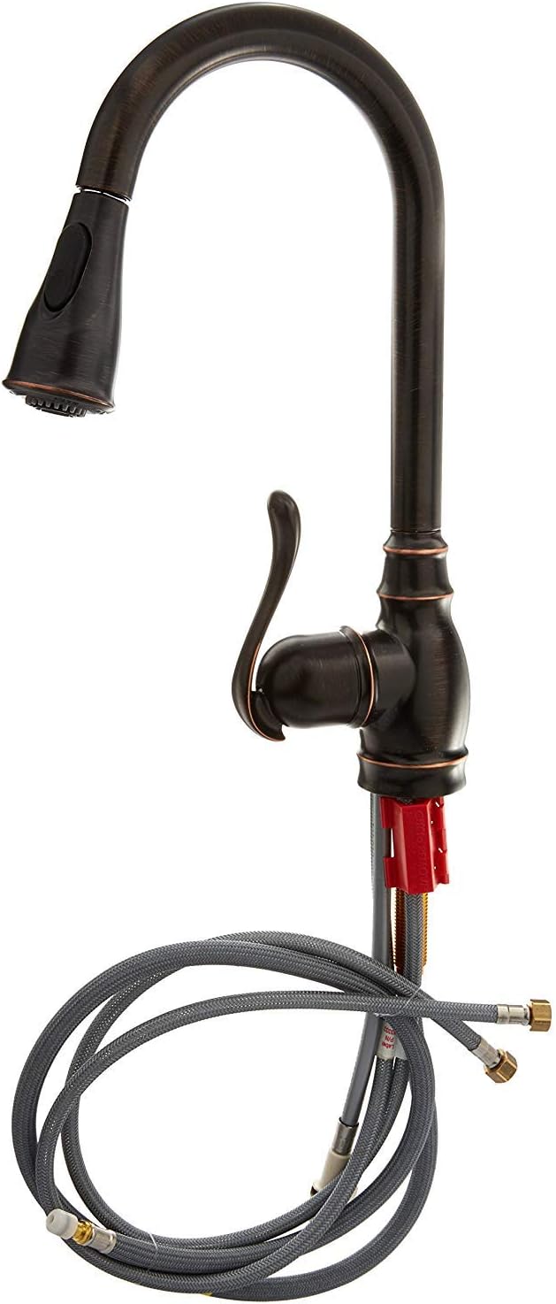 Single Handle Kitchen Faucet with Pullout Spray, Mediterranean Bronze M1815