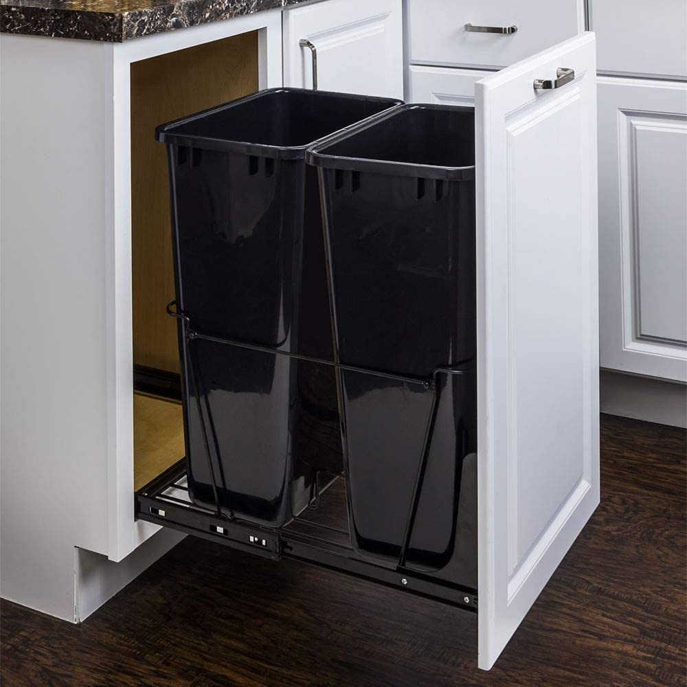 Black Double Pullout Waste Container U214021
