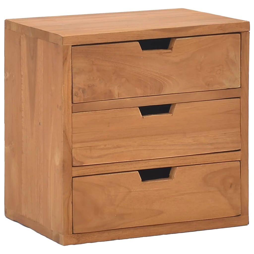 Teak Wood 3 Drawer Bedside Cabinet S58677