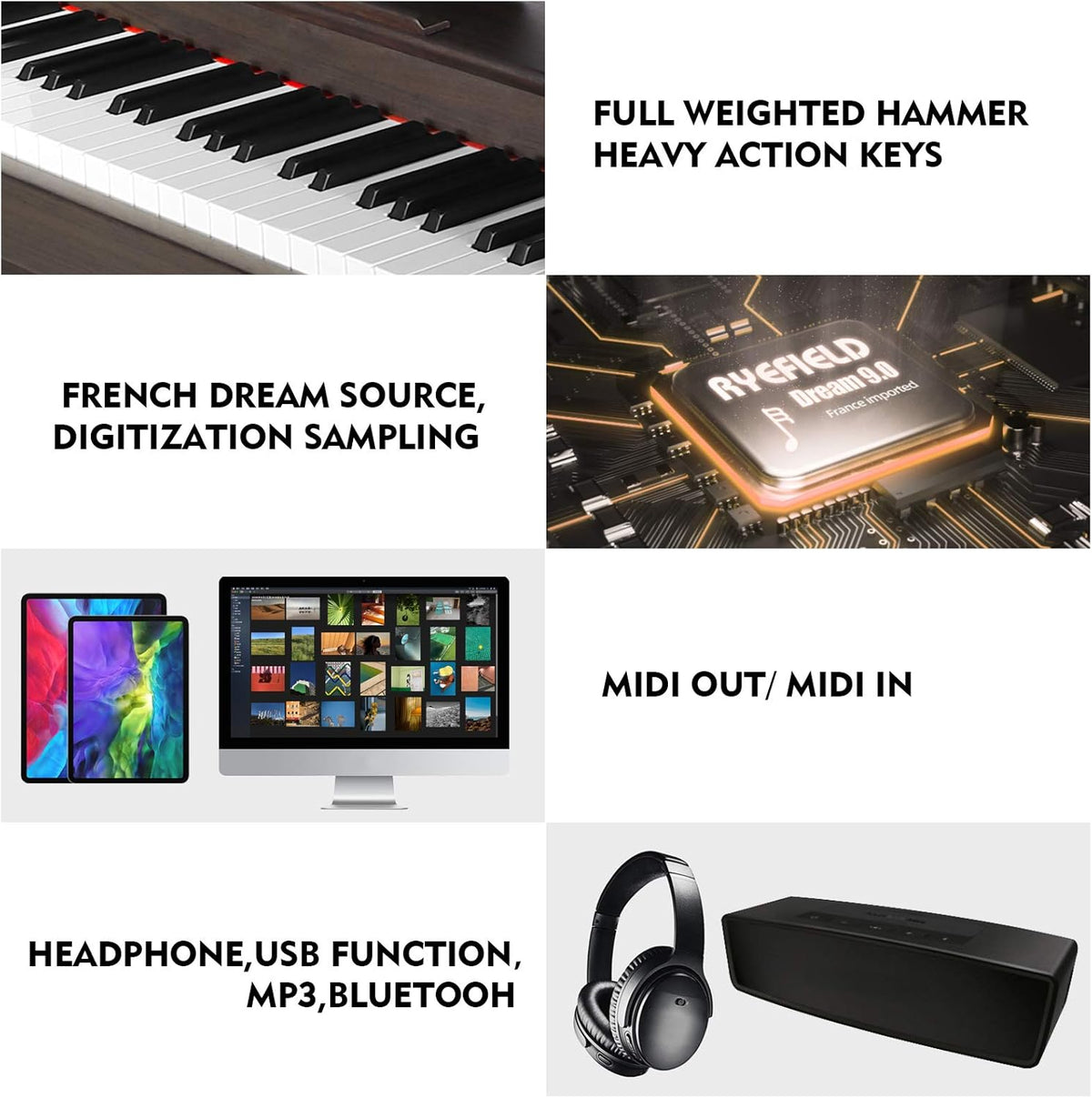 Brown 88 Key Weighted Hammer Action Digital Piano M1192