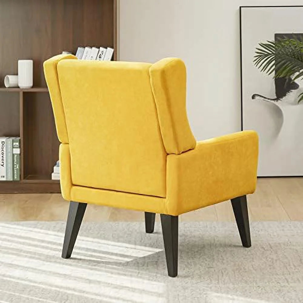 Yellow Upholstered Fabric Wingback Accent Chair Y4935
