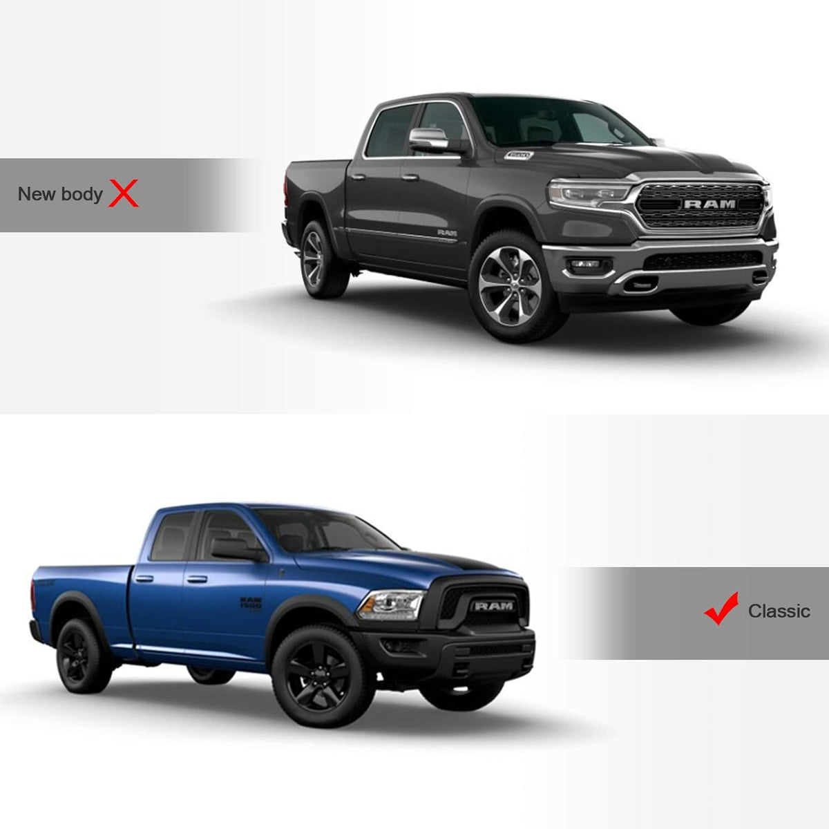 Black Front Hood Bumper Grille for Ram 1500 B889