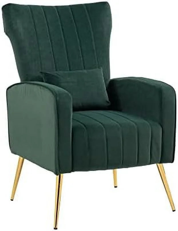 Black Velvet Upholstered Accent Chair with Golden Metal Legs R6370