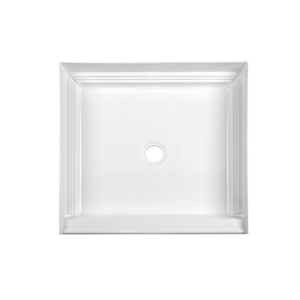 32 in. x 32 in. Single Threshold Center Drain Shower Pan in White Z3112