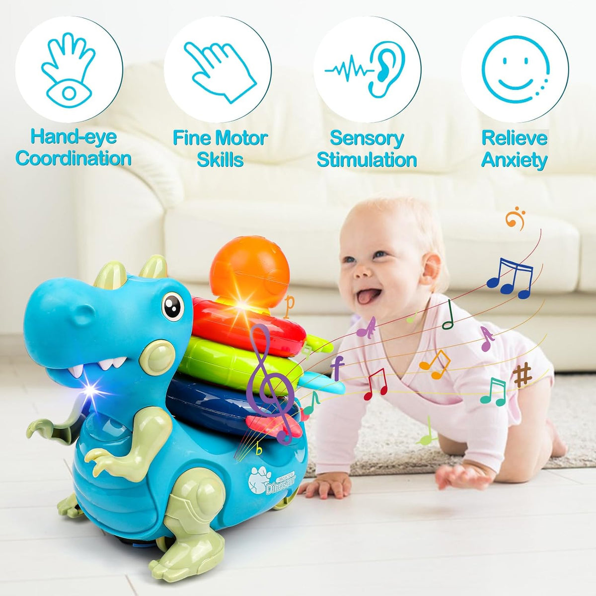 Dinosaur Crawling Toy with Music and Light Y7028