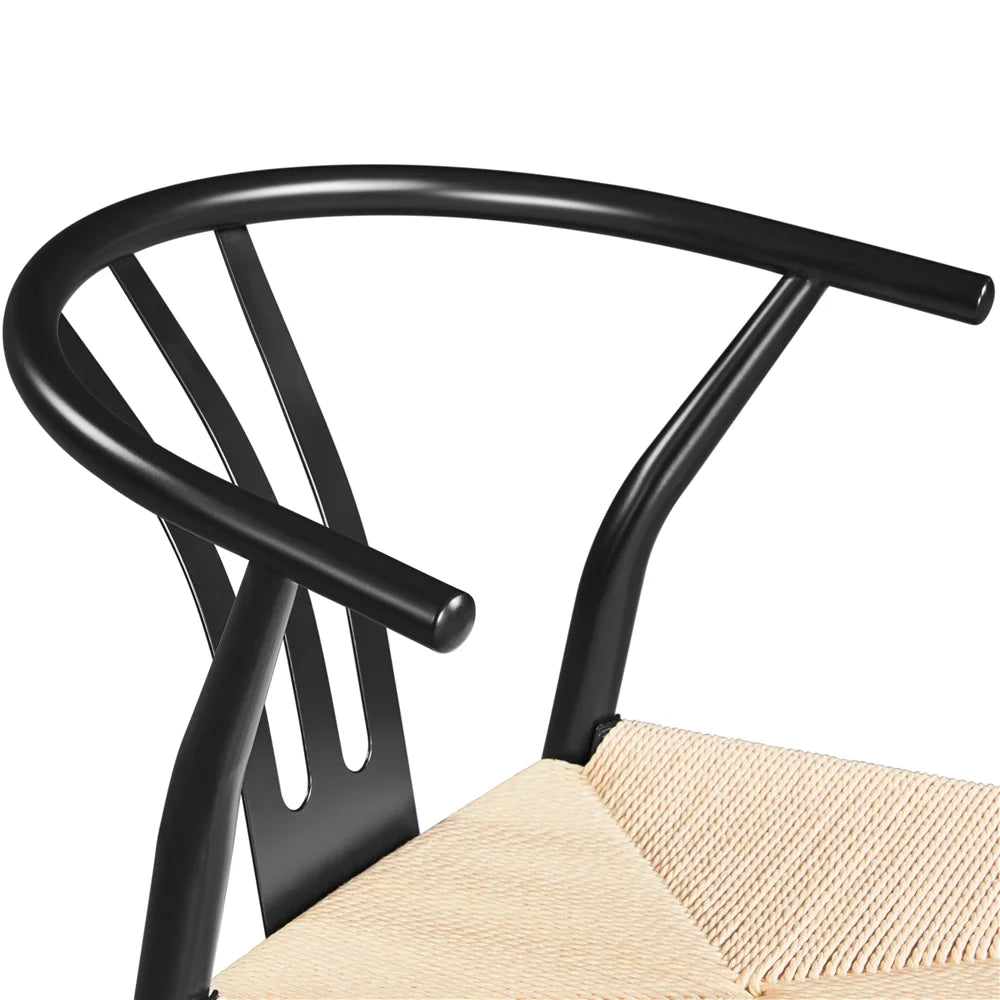 Set of 4 Black Weave Arm Chairs with Metal Frame V754243