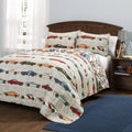 Blue & Orange Race Cars Quilt Set Twin J6425
