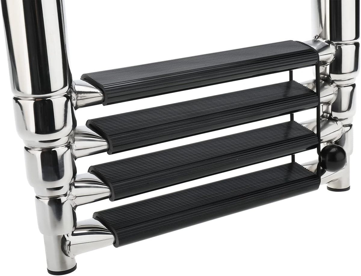 4 Step Folding 316 Stainless Steel Telescoping Boat Ladder with Retaining Strap, 900 Pound Capacity, Pack of 2 X270