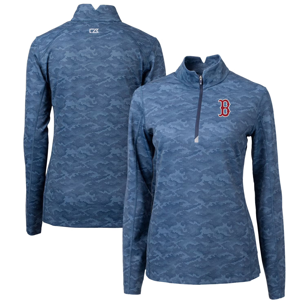 Navy Boston Red Sox Traverse Camo Print Stretch Quarter-Zip Pullover Top Q2269