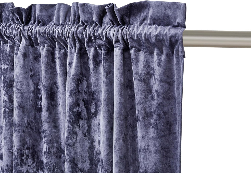 Purple Crushed Velvet Curtains 2 Panel Set 50" W x 84" L V18041