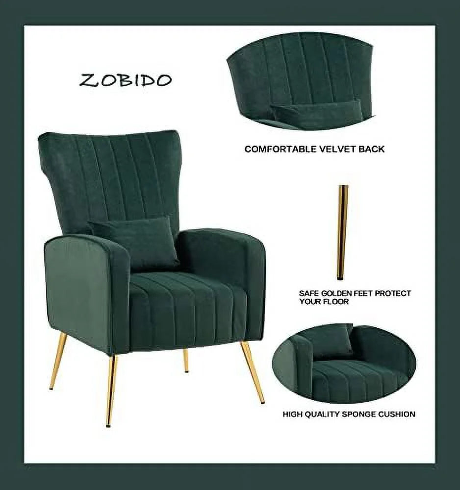 Black Velvet Upholstered Accent Chair with Golden Metal Legs R6370