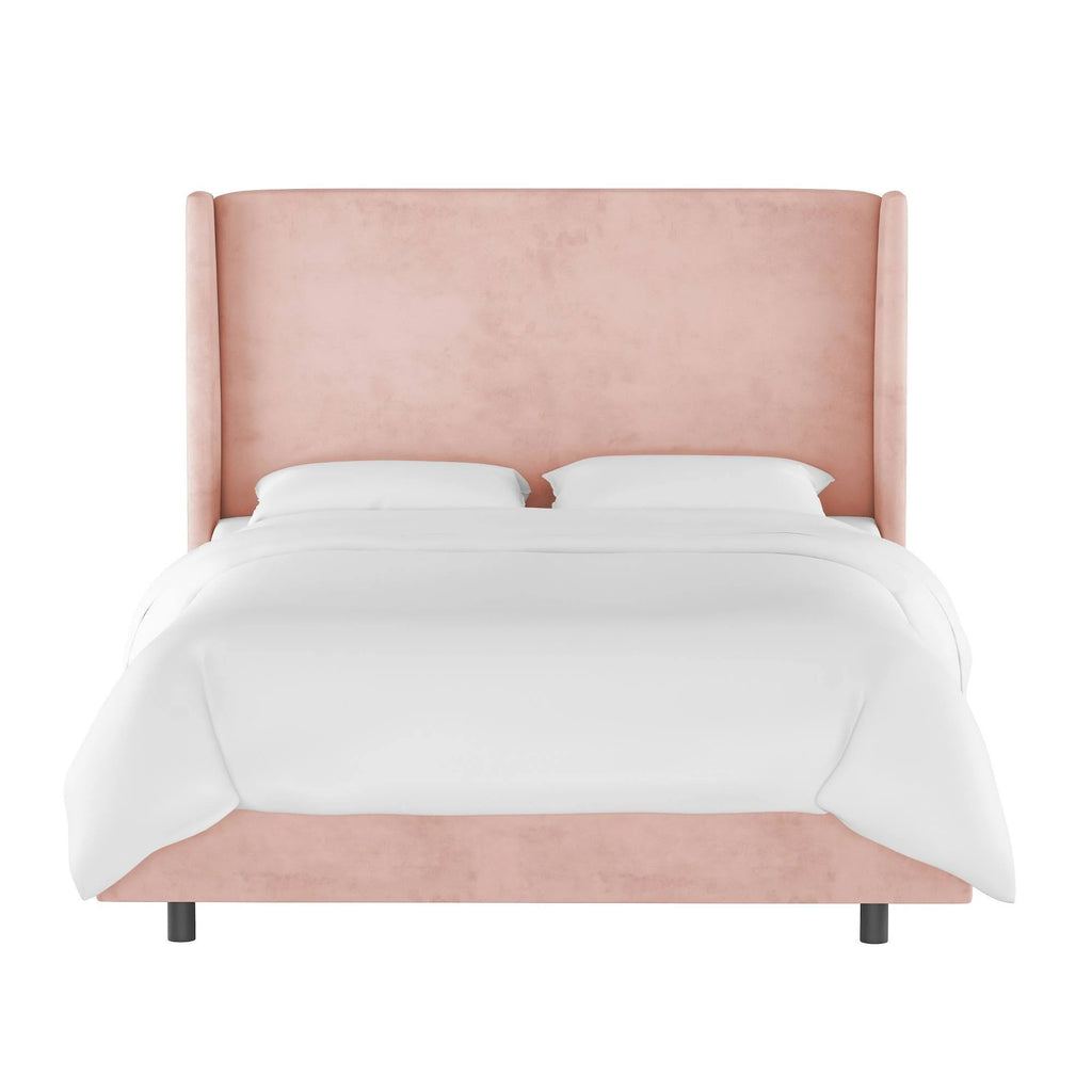 Blush Velvet Wingback Bed M527589