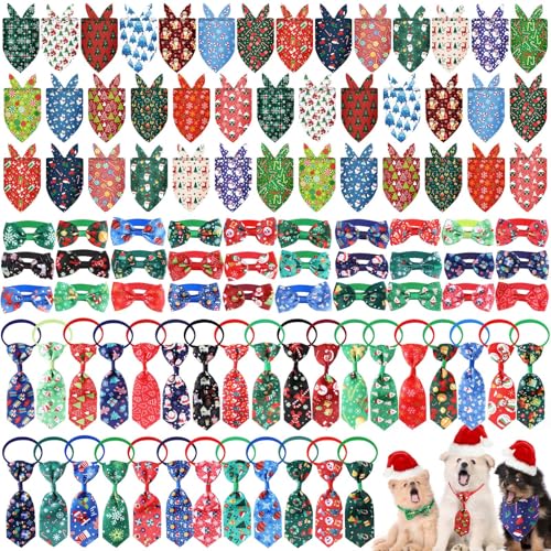 100 Pcs Christmas Dog Bandanas Bulk Collar Set A2937
