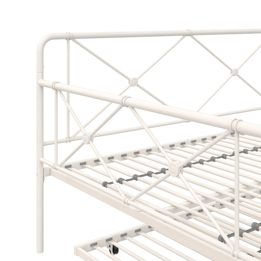 White Full Metal Farmhouse Daybed with Trundle S870159