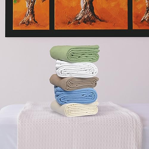100% Cotton Thermal Blanket (74x100 in, White) V32537