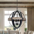 4 Light Candle Style Globe Chandelier Weathered Wood I867397