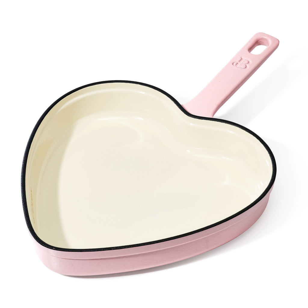 Pink Champagne Enameled Cast Iron Heart Skillet T29980
