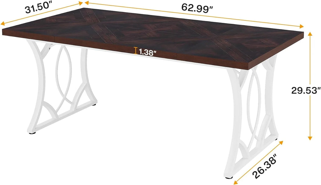 63-Inch Walnut Executive Desk with Metal Frame N3224