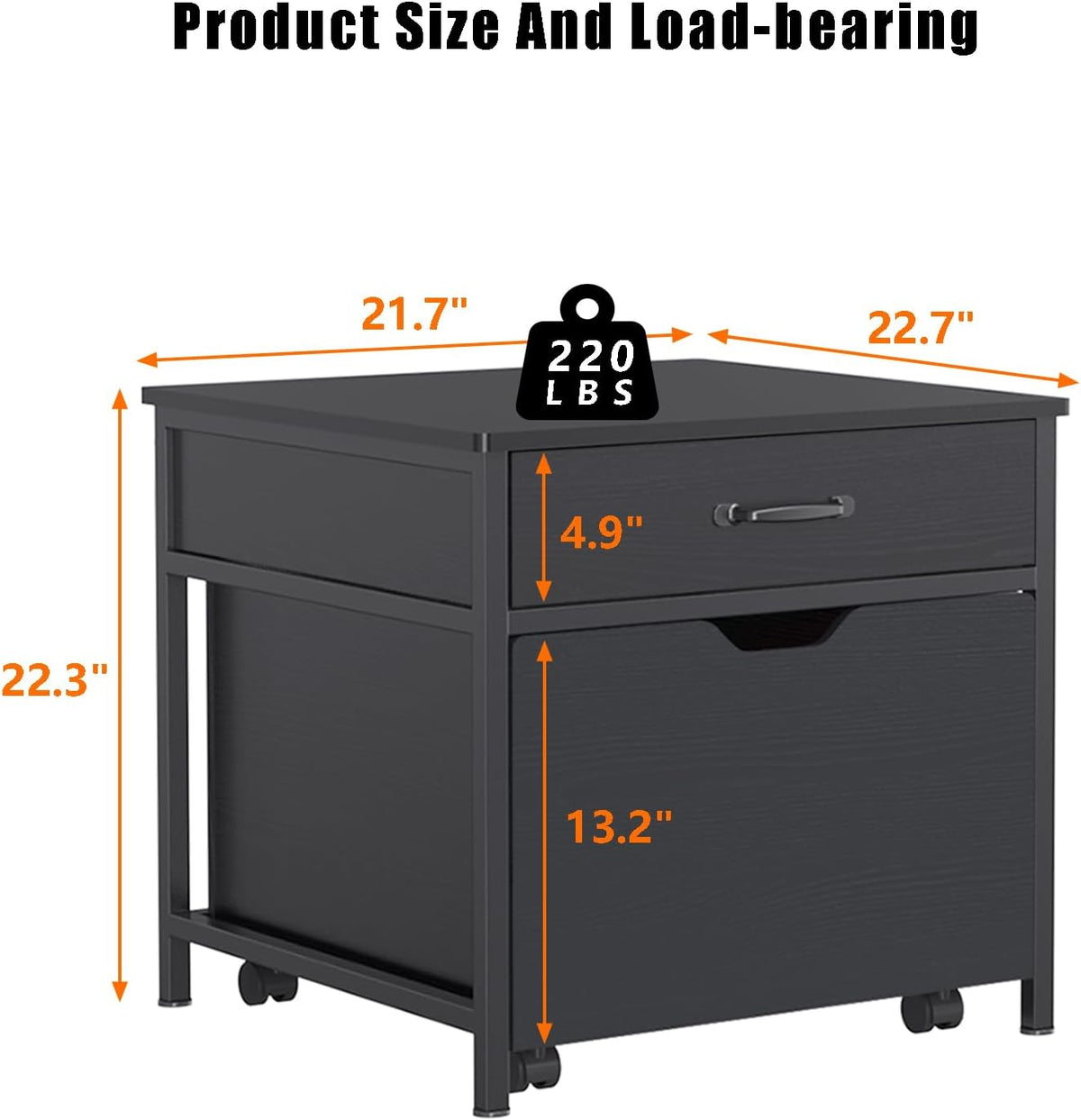Mini Fridge Stand with Storage Rolling Cabinet 220LBS Capacity F24466