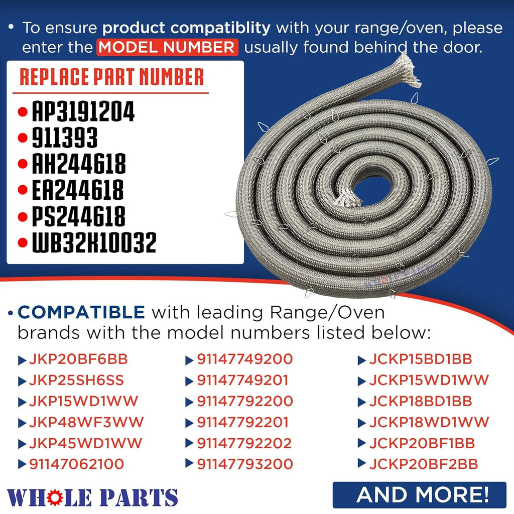 Upper Oven Door Seal Gasket with 20 Mounting Clips J917245