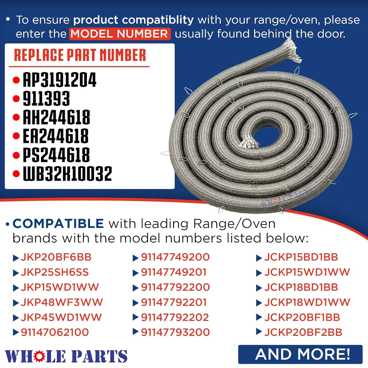 Upper Oven Door Seal Gasket with 20 Mounting Clips J917245
