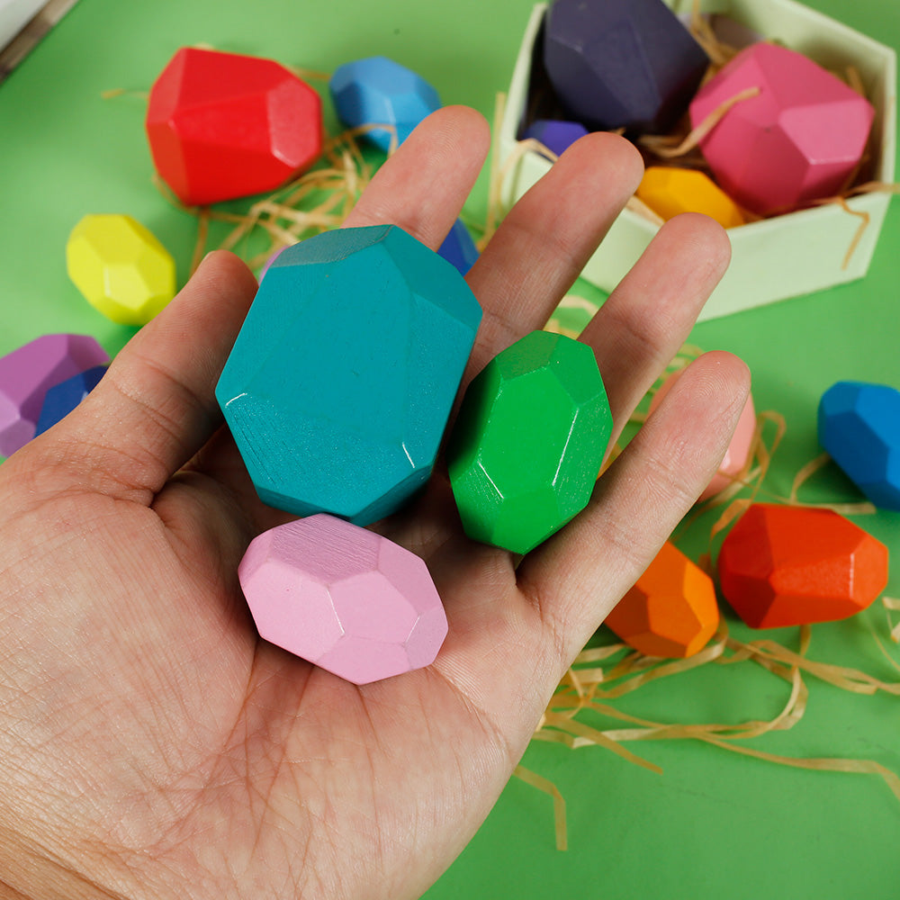 Kids Wooden Balancing Stone Stacking Building Block Toy B67858