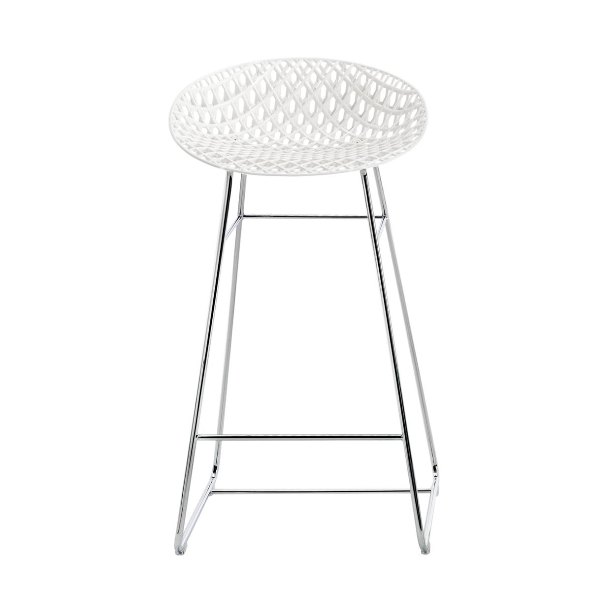 White / Polished Chrome Stool B5812
