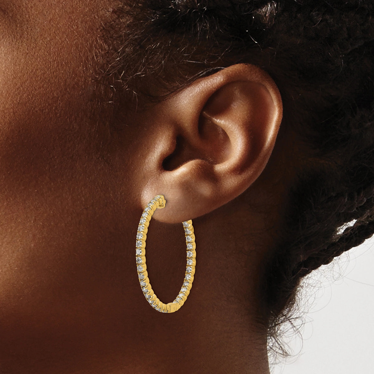 14k Yellow Gold Diamond Hoop Earrings J353459