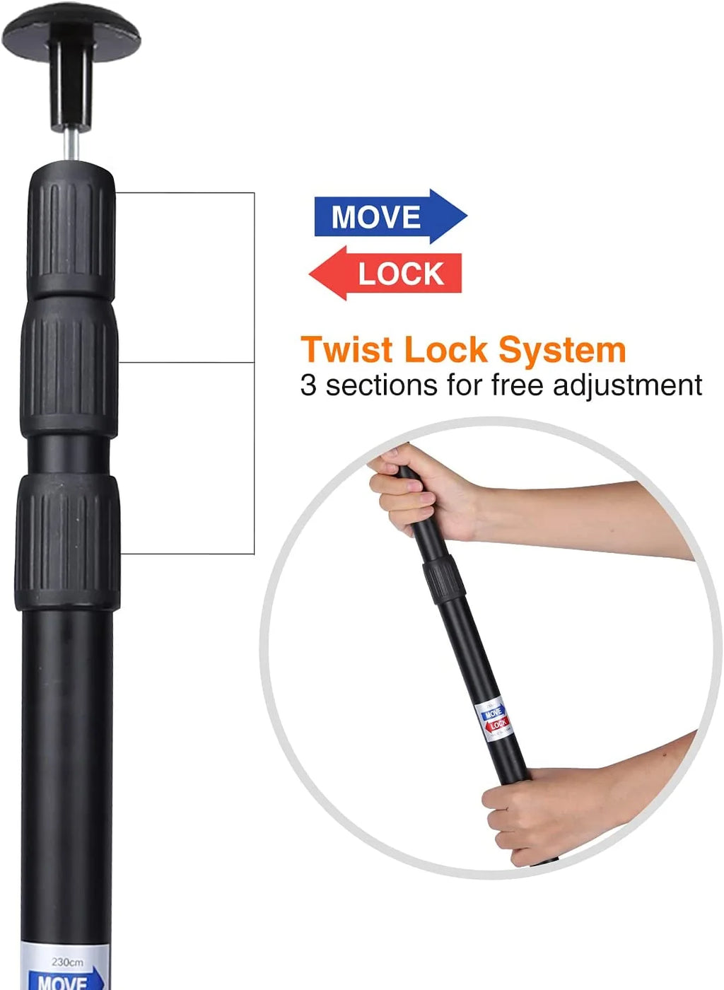 Aluminum Tarp Poles, Set of 2, Telescoping, Black A5201