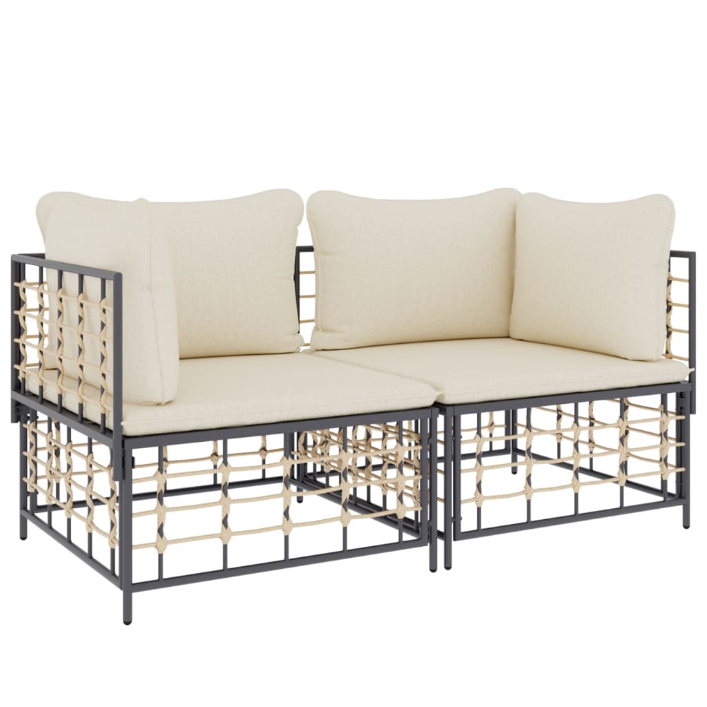 Sectional Corner Sofa with Cushions 2 pcs Poly Rattan I110