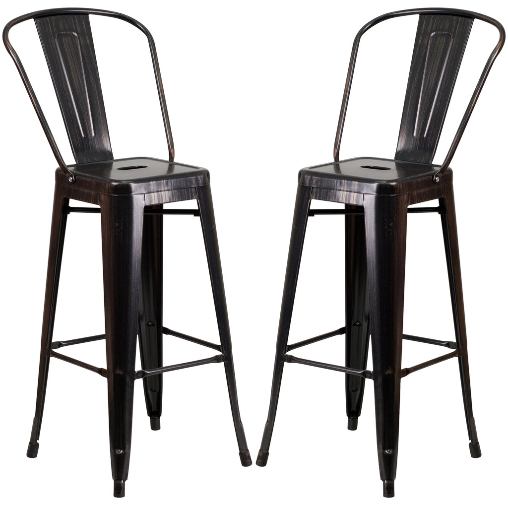 Black Antique Gold Metal Barstool 2 Stools H909486