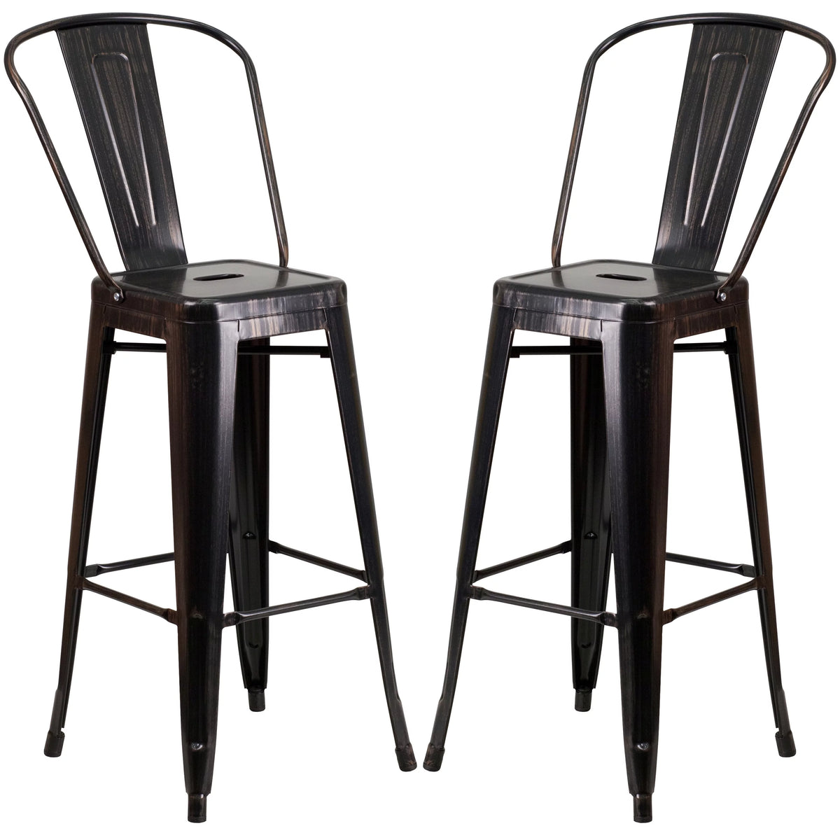 Black Antique Gold Metal Barstool 2 Stools H909486