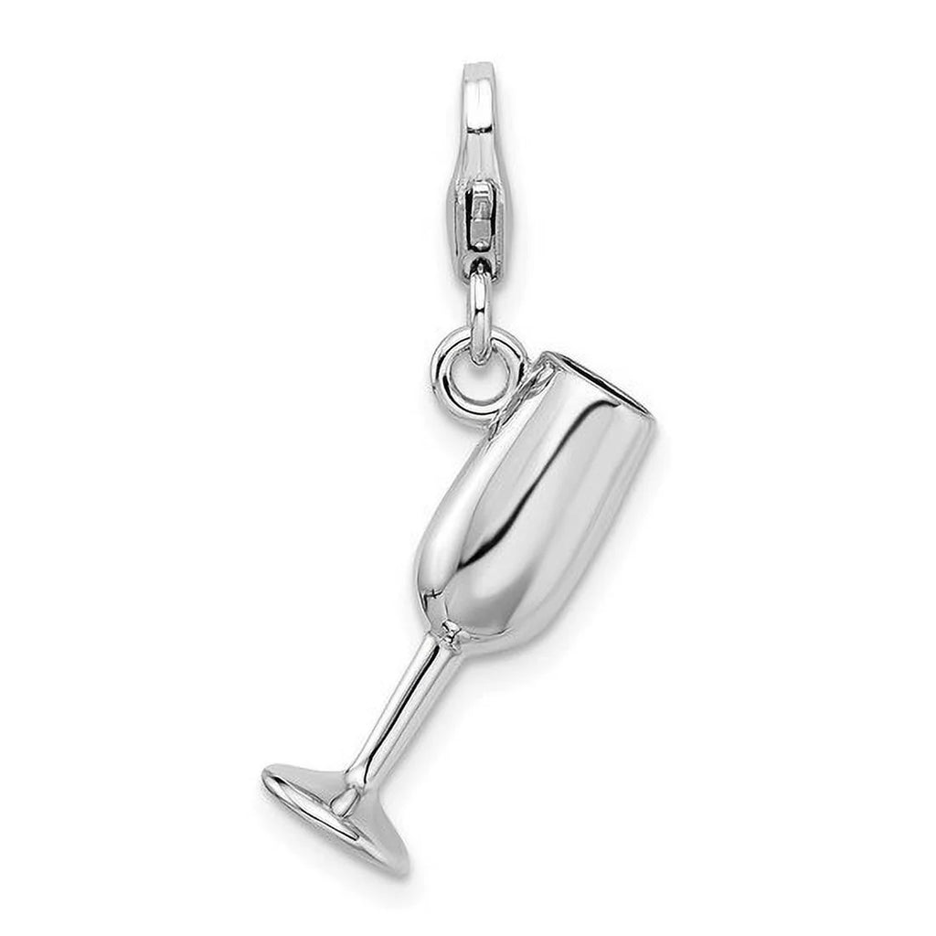 Sterling Silver 3-D Enameled Red Wine Glass Charm N524850