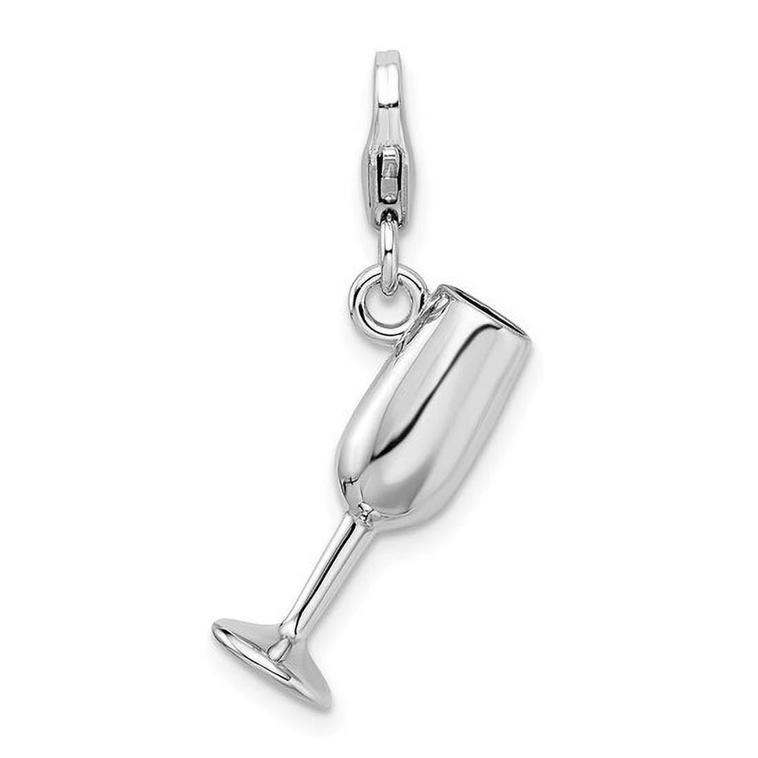Sterling Silver 3-D Enameled Red Wine Glass Charm N524850